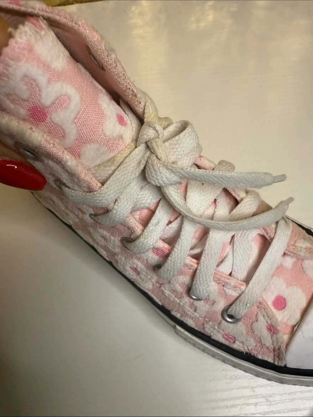 Converse Pink Floral High-Top Sneakers